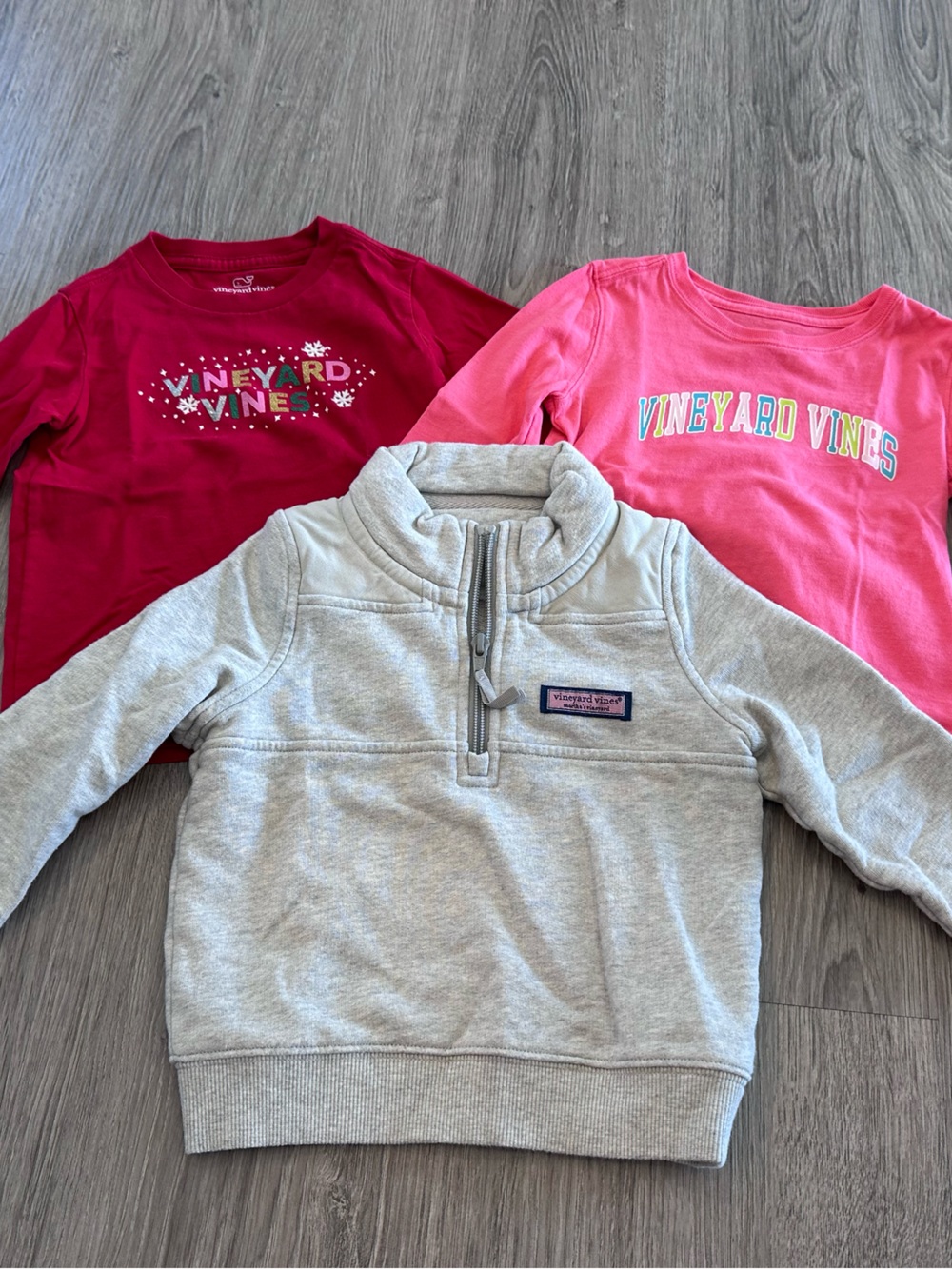 Bundle- Vineyard Vines Kids Sweatshirt & Tees Bundle - Red, Pink, Gray 3T